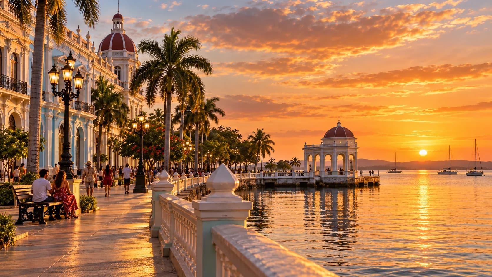 The seafront promenade and domed pavilion at Cienfuegos, Cuba
